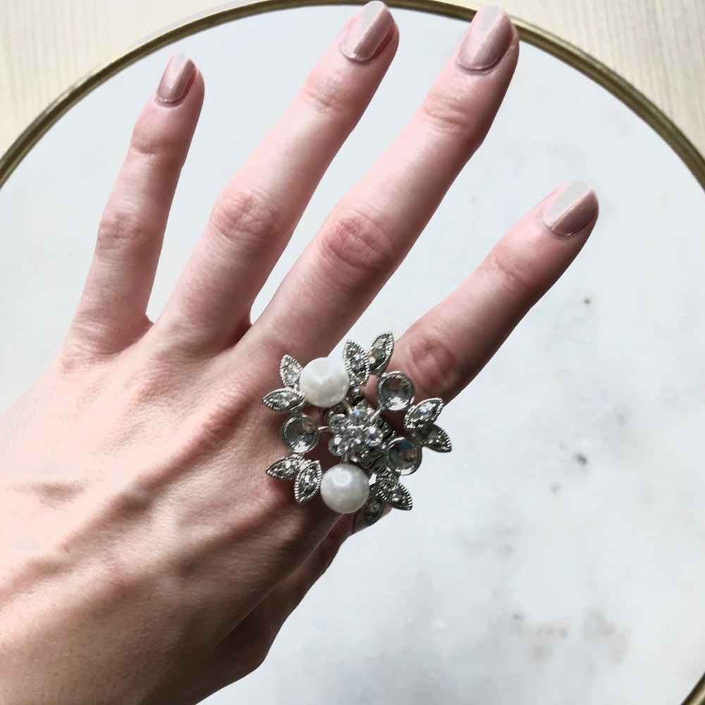 Pearl and Diamond Statement Ring